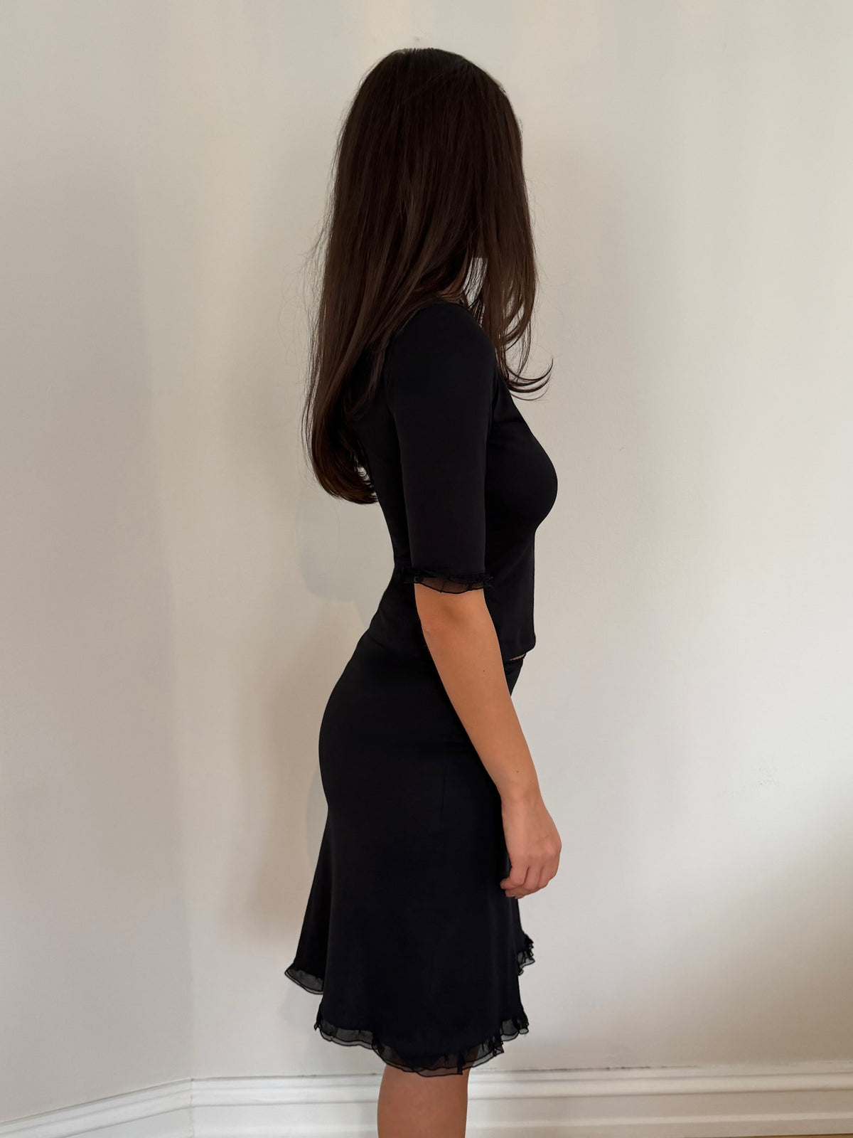 ODETTE SILK MIDI SKIRT NOIR